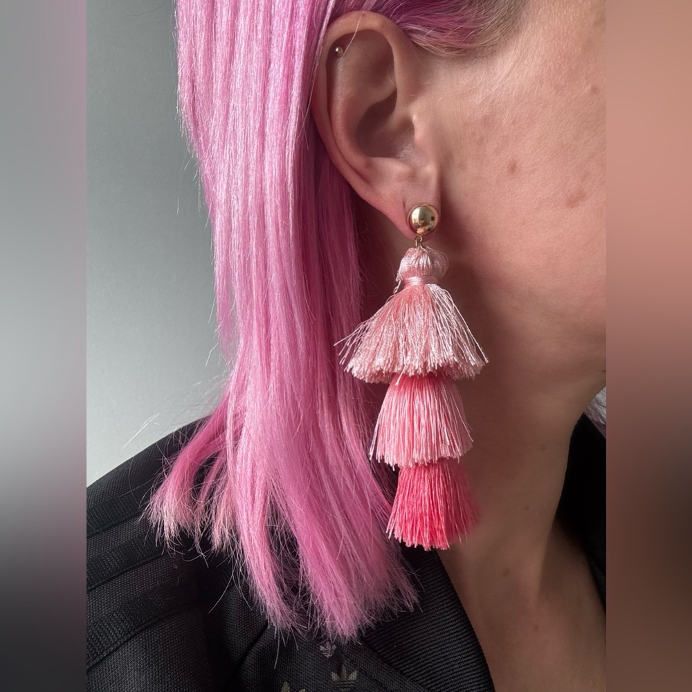 H&M Pink Tassel Drop Earrings